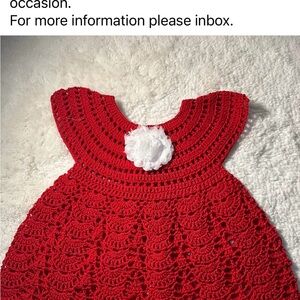 Red Crochet Baby Dress with White Flower